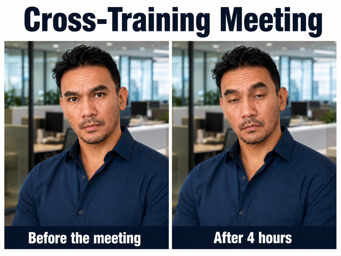 Before and after professional development boss fight comedy figure from the Cross-Training Survival Report