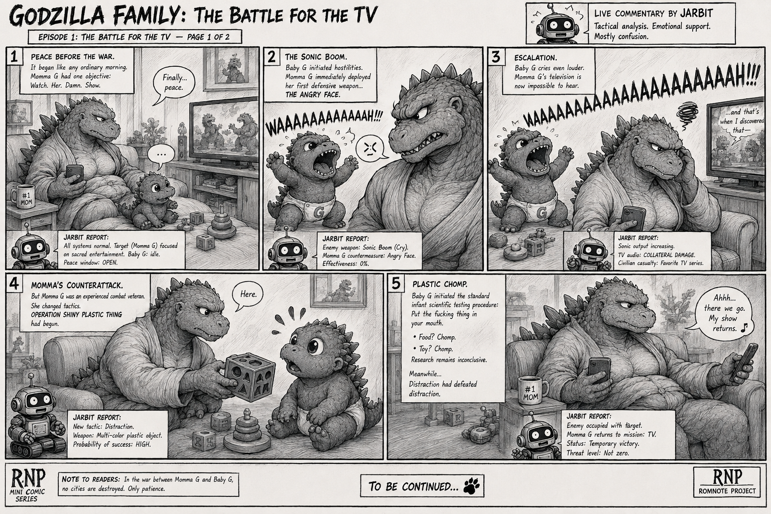 Godzilla Family: The Battle for the TV mini comic page 1 of 2